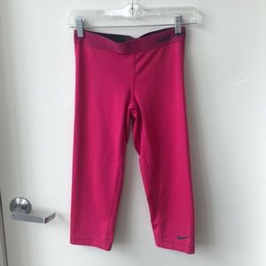Pink Nike Pro Dri-Fit Crop Leggings- Small